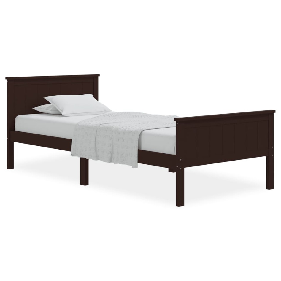 Estructura cama sin colchón madera pino marrón oscuro 90x200