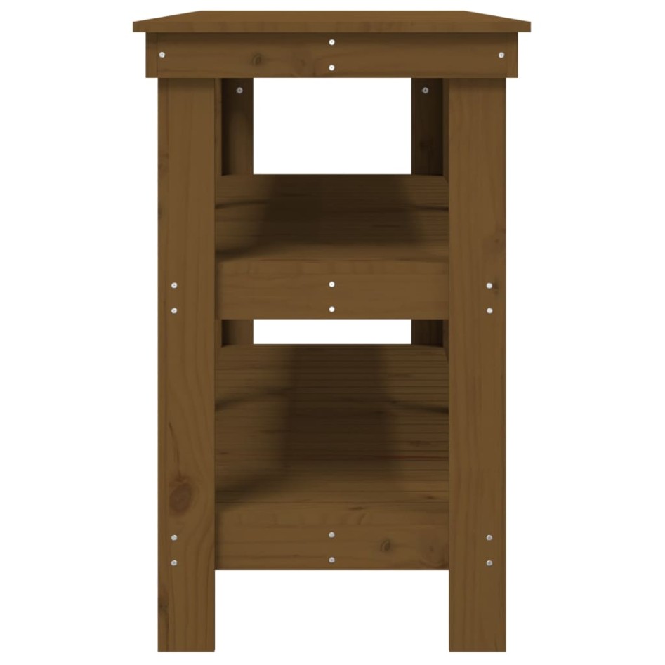 Banco de trabajo madera maciza pino marrón miel 142,5x50x80