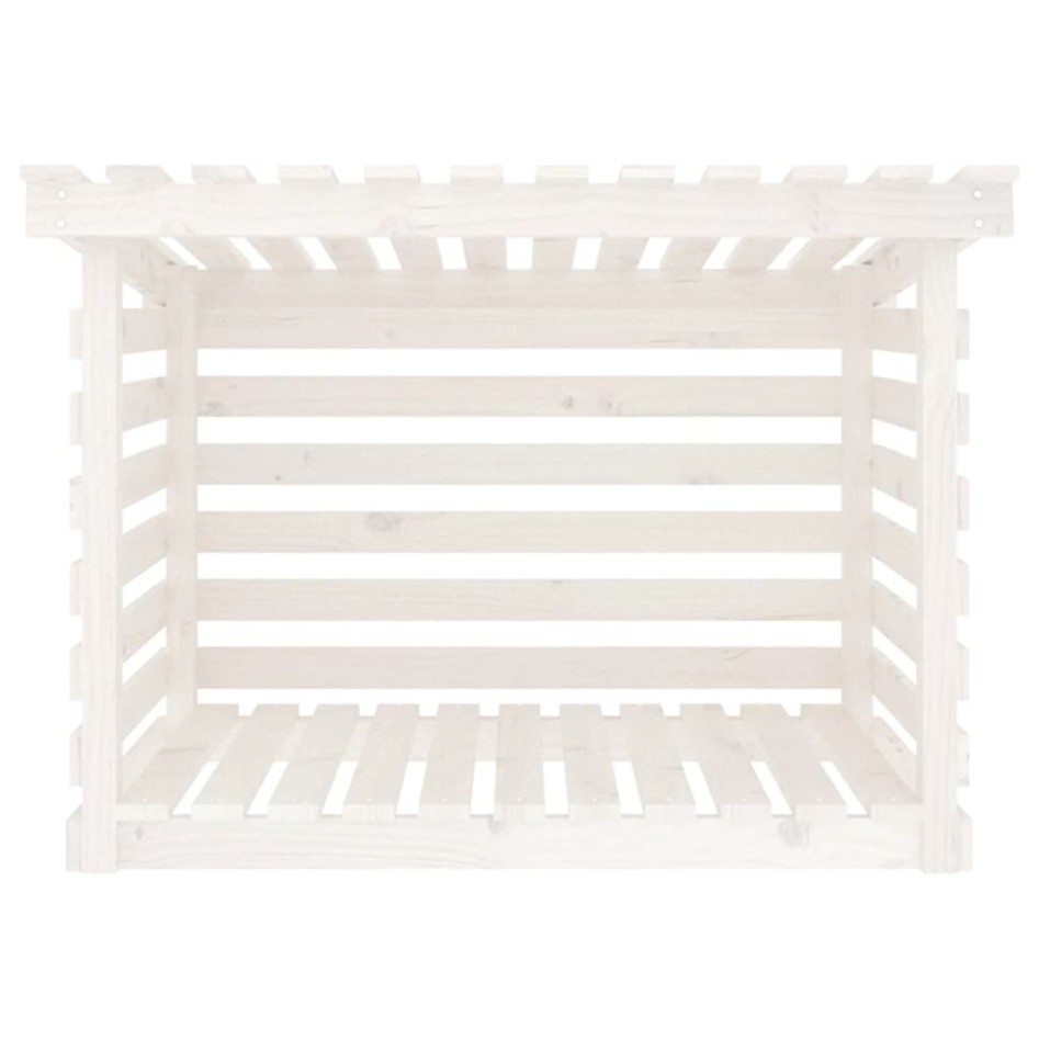 Leñero de madera maciza de pino blanco 108x73x79