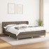 Cama box spring con colchón tela gris taupe 160x200