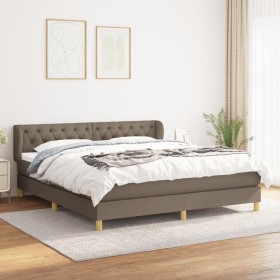 Cama box spring con colchón tela gris taupe 160x200