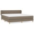 Cama box spring con colchón tela gris taupe 160x200