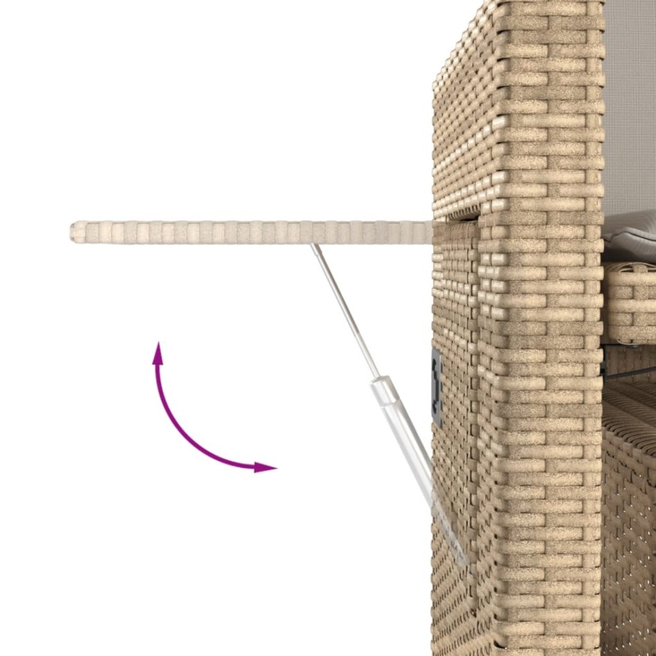Sillón reclinable de jardín con cojines ratán sintético