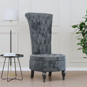 Sillón de respaldo alto con botones terciopelo gris