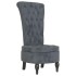 Sillón de respaldo alto con botones terciopelo gris