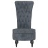 Sillón de respaldo alto con botones terciopelo gris