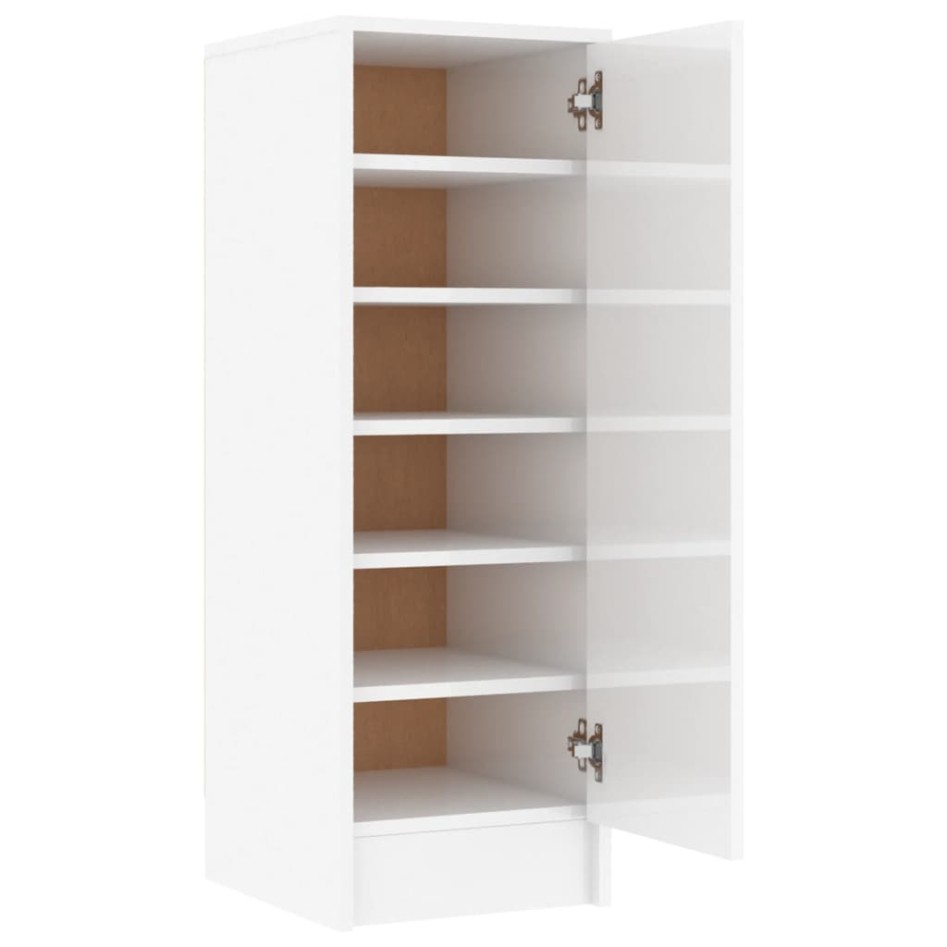 Mueble zapatero de aglomerado blanco con brillo 32x35x92