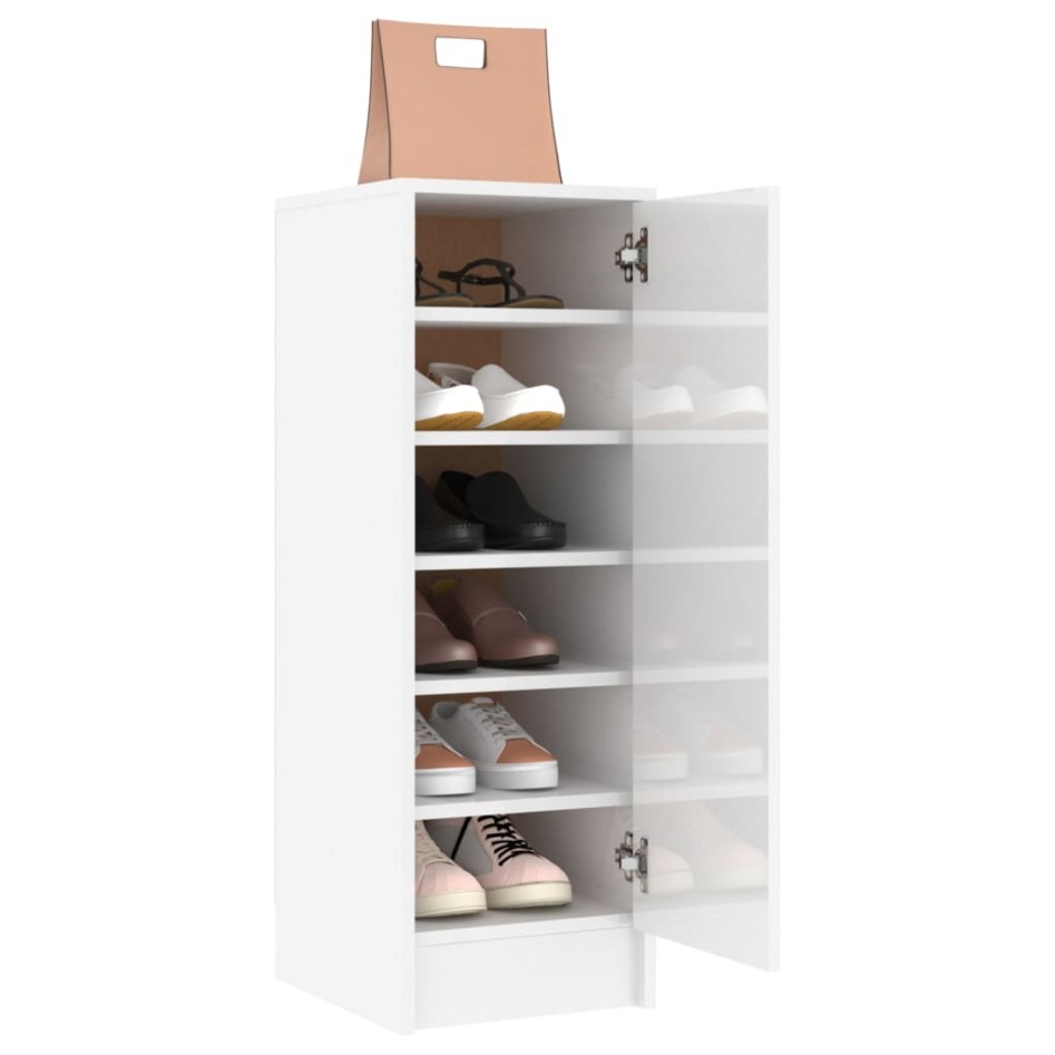 Mueble zapatero de aglomerado blanco con brillo 32x35x92