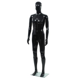 Maniquí de hombre completo base vidrio negro brillante 185