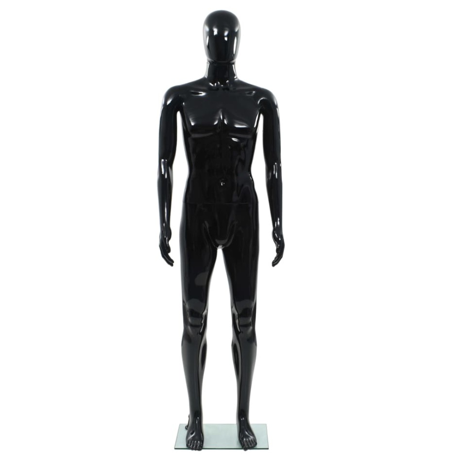 Maniquí de hombre completo base vidrio negro brillante 185
