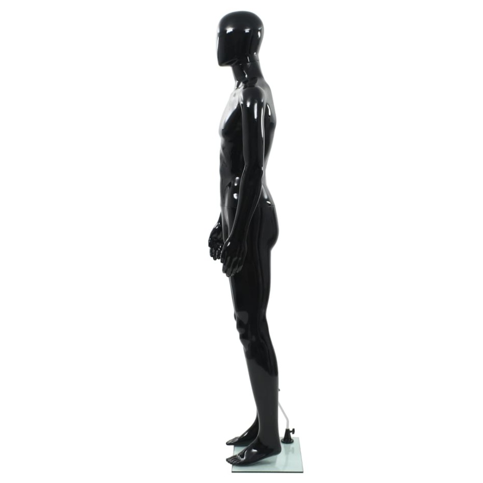 Maniquí de hombre completo base vidrio negro brillante 185