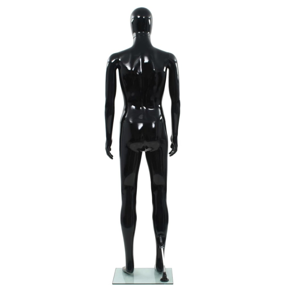 Maniquí de hombre completo base vidrio negro brillante 185