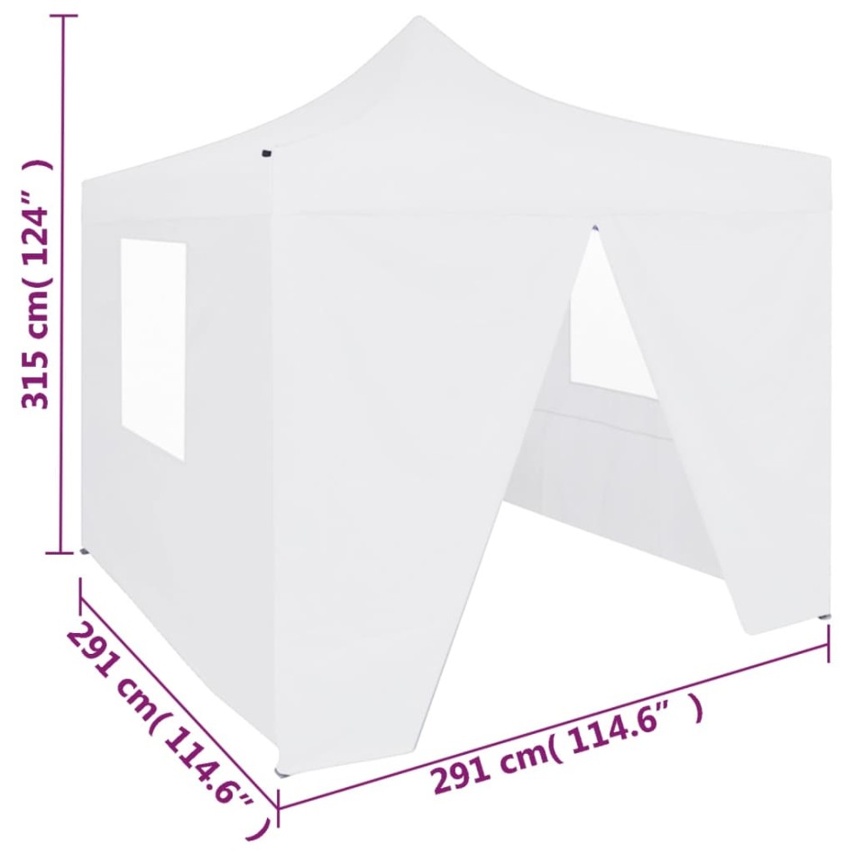 Carpa plegable profesional con 4 paredes acero blanco 3x3