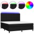 Cama box spring colchón y luces LED tela negro 160x200
