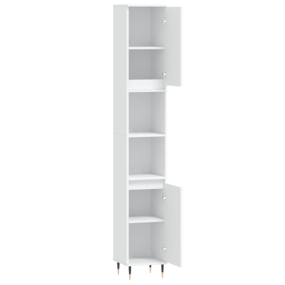 Armario de baño madera contrachapada blanco 30x30x190