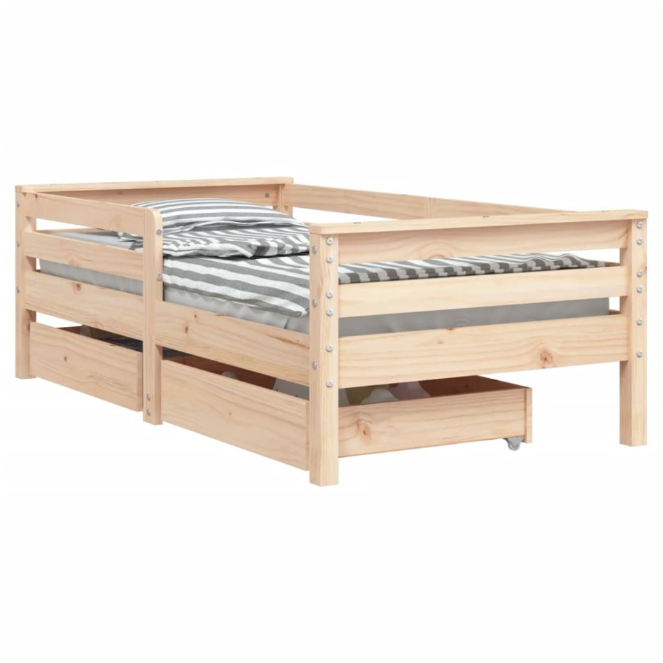Estructura de cama para niños con cajones madera pino 70x140