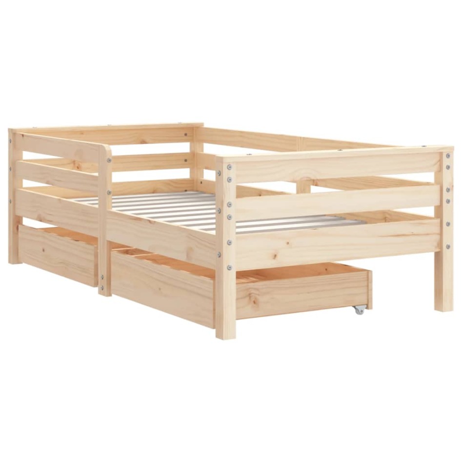 Estructura de cama para niños con cajones madera pino 70x140