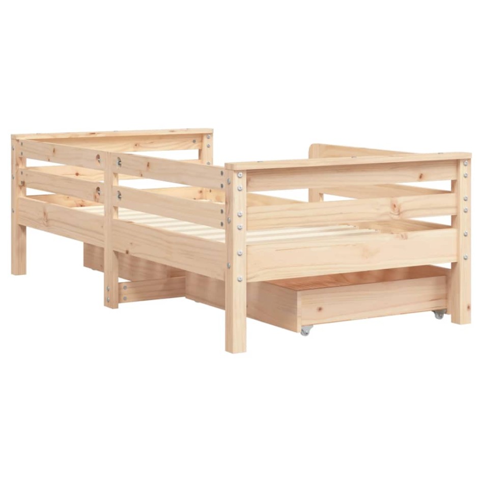 Estructura de cama para niños con cajones madera pino 70x140