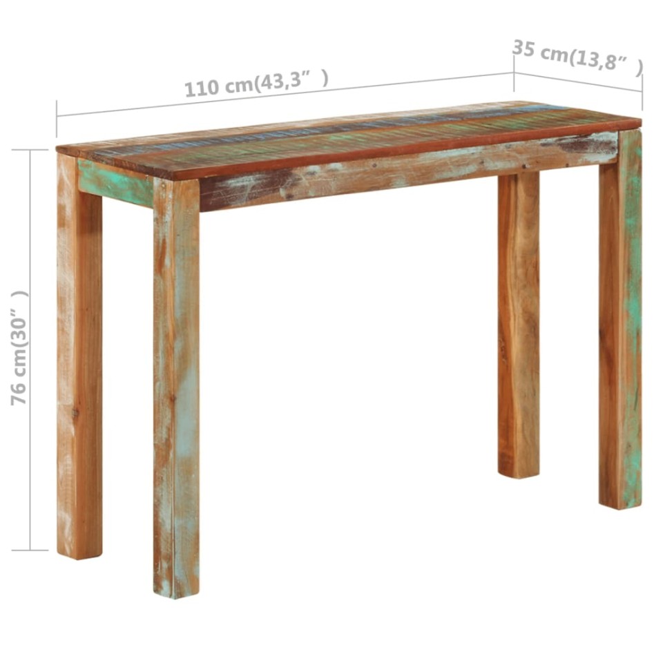 Mesa consola de madera maciza reciclada 110x35x76