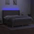 Cama box spring colchón y luces LED tela gris taupe 160x200