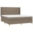 Cama box spring colchón y luces LED tela gris taupe 160x200