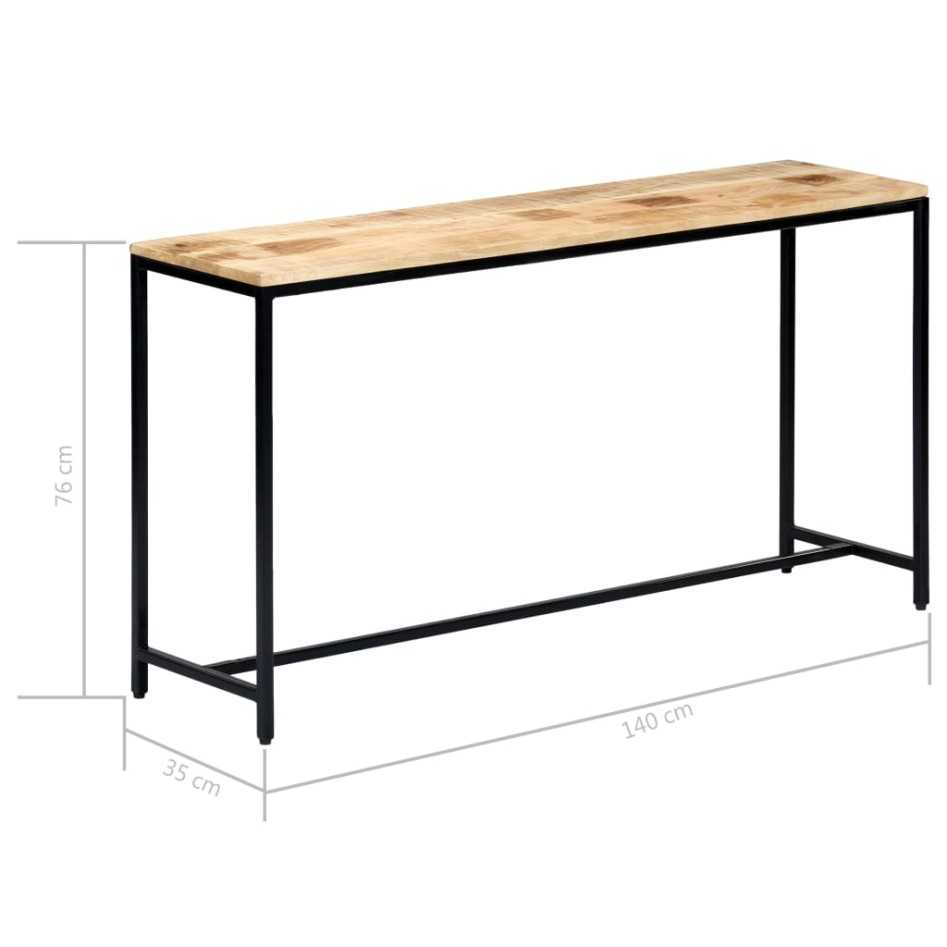 Mesa consola de madera maciza de mango en bruto 140x35x76
