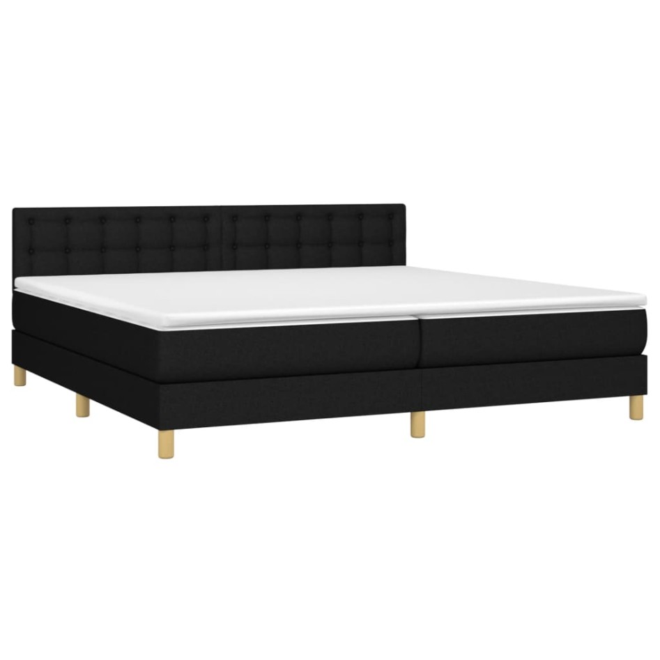Cama box spring con colchón tela negro 200x200