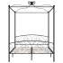 Estructura de cama con dosel metal negro 160x200