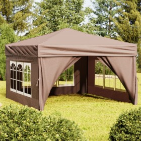 Carpa de fiesta plegable con paredes laterales gris taupe 3x3