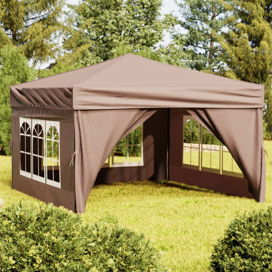 Carpa de fiesta plegable con paredes laterales gris taupe 3x3
