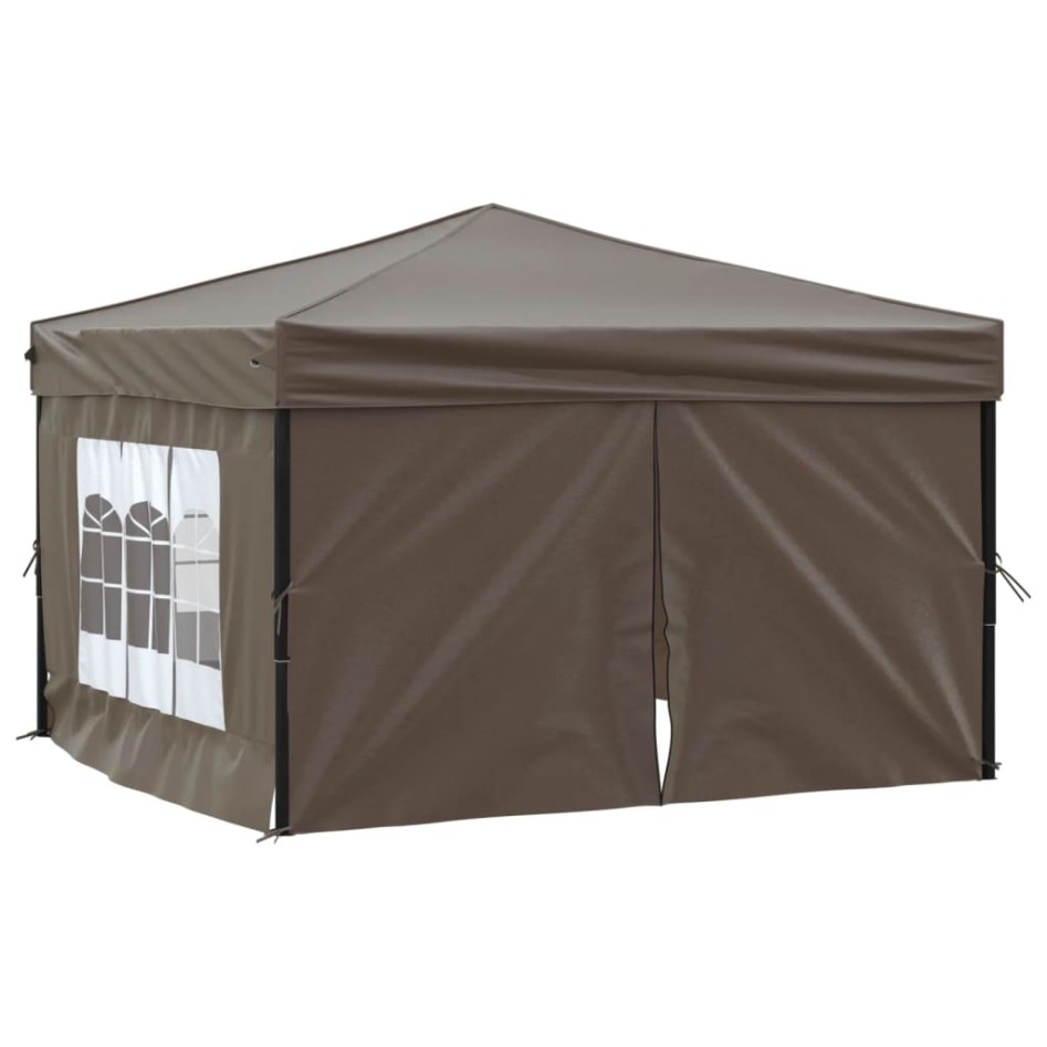 Carpa de fiesta plegable con paredes laterales gris taupe 3x3