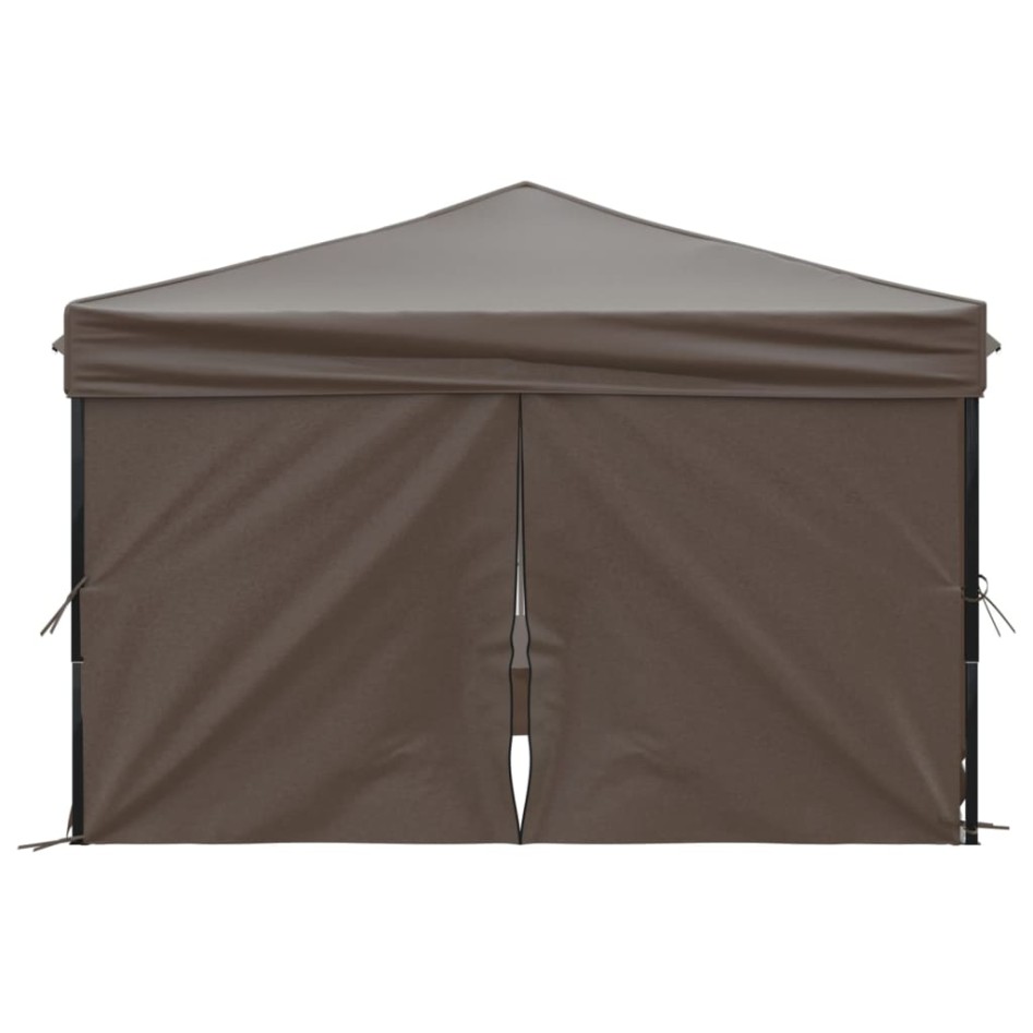 Carpa de fiesta plegable con paredes laterales gris taupe 3x3