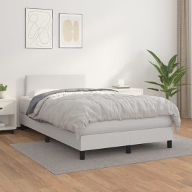Cama box spring con colchón cuero sintético blanco 120x200