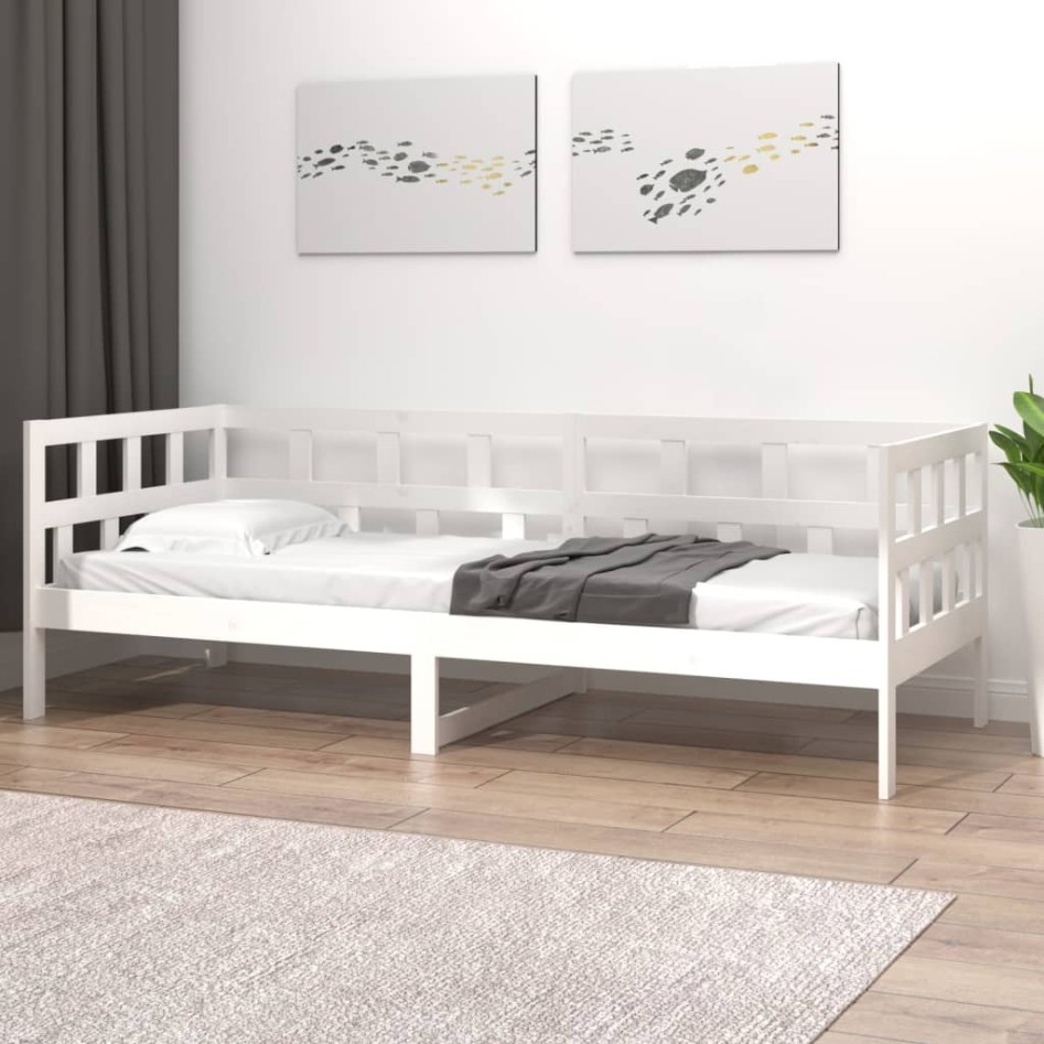 Sofá cama madera maciza de pino blanco 90x190