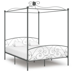 Estructura cama con dosel sin colchón metal gris 160x200