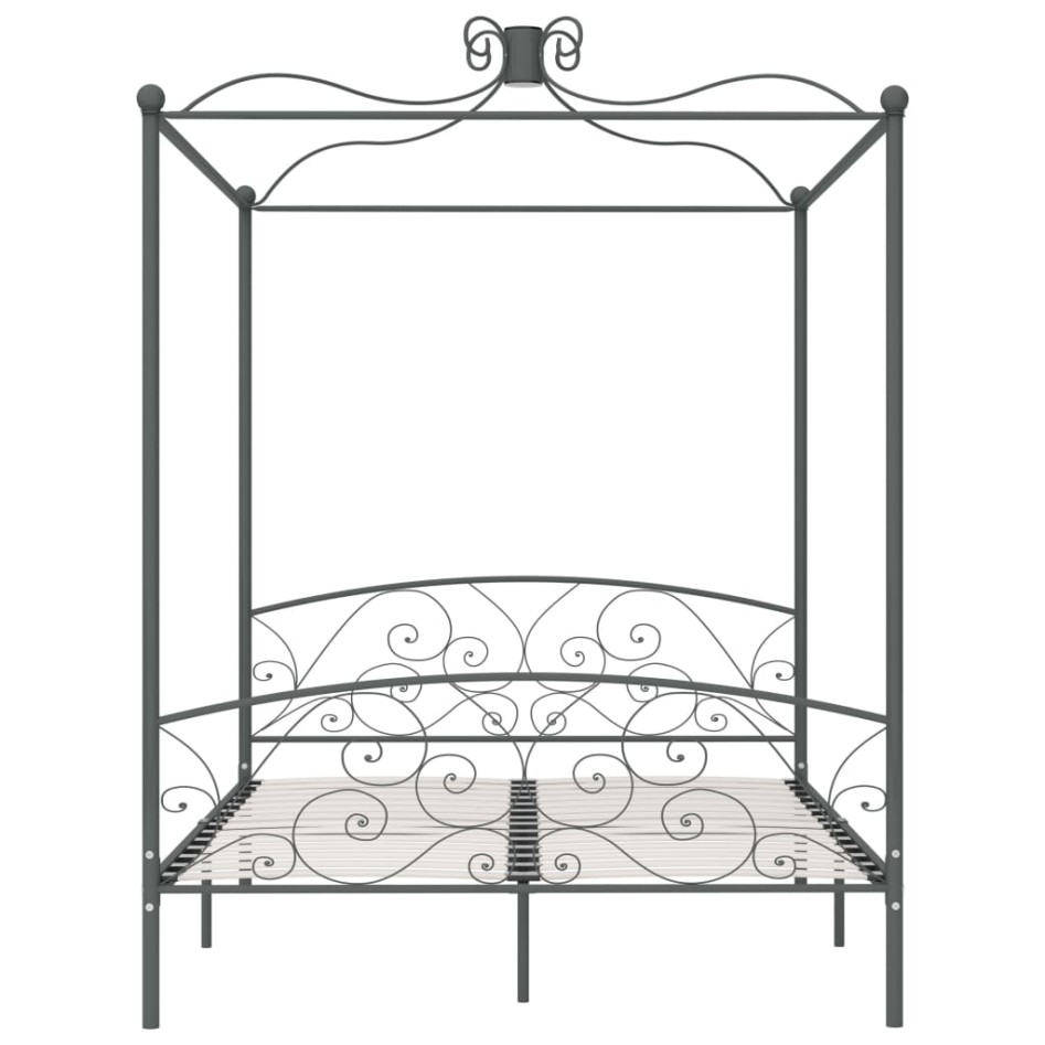 Estructura cama con dosel sin colchón metal gris 160x200
