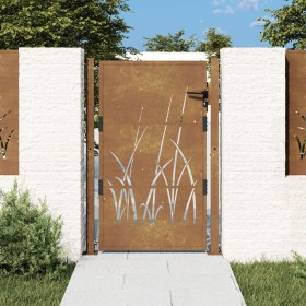 Puerta de jardín acero corten diseño hierba 105x155