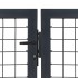 Puerta de valla de jardín con postes acero antracita 350x140