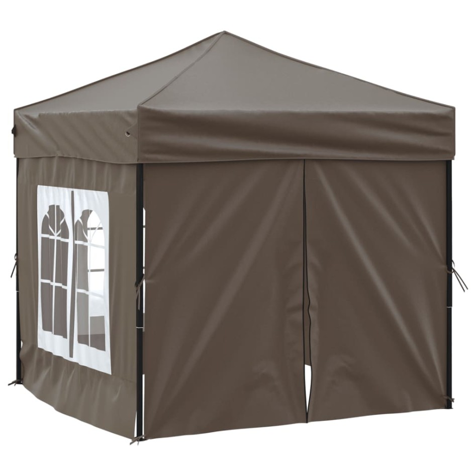 Carpa de fiesta plegable con paredes laterales gris taupe 2x2