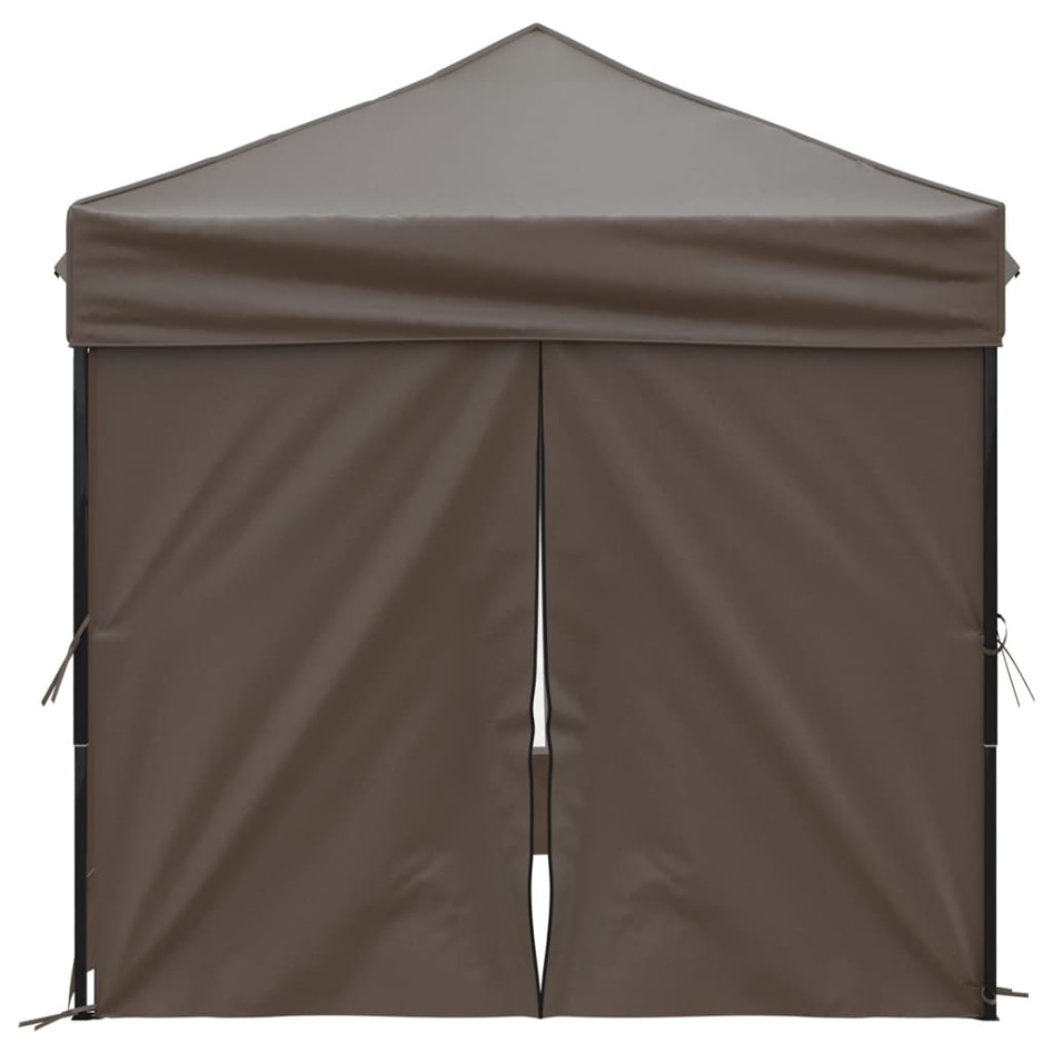 Carpa de fiesta plegable con paredes laterales gris taupe 2x2