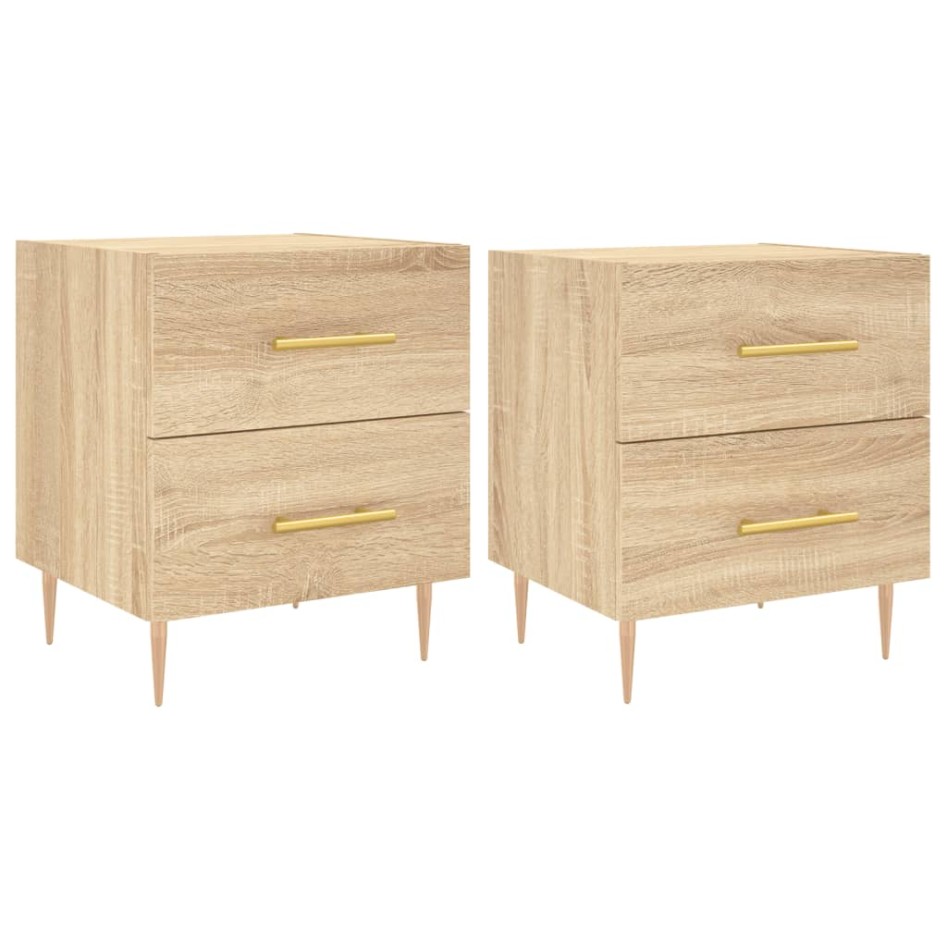 Mesita noche 2 uds madera ingeniería roble Sonoma 40x35x47,5