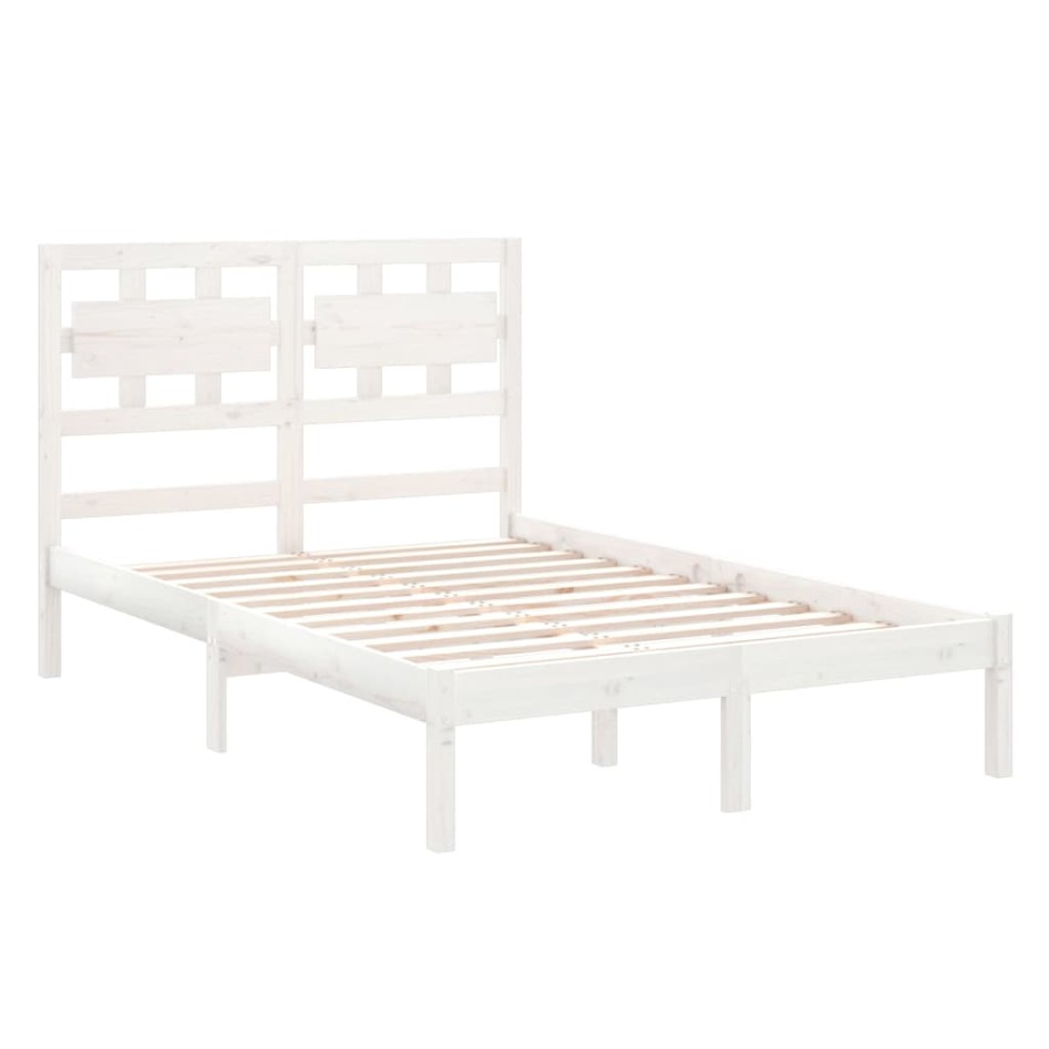 Estructura de cama de madera maciza blanca 140x200