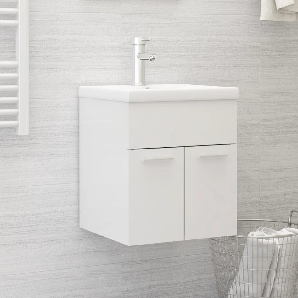 Mueble con lavabo madera de ingeniería blanco