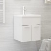 Mueble con lavabo madera de ingeniería blanco brillante