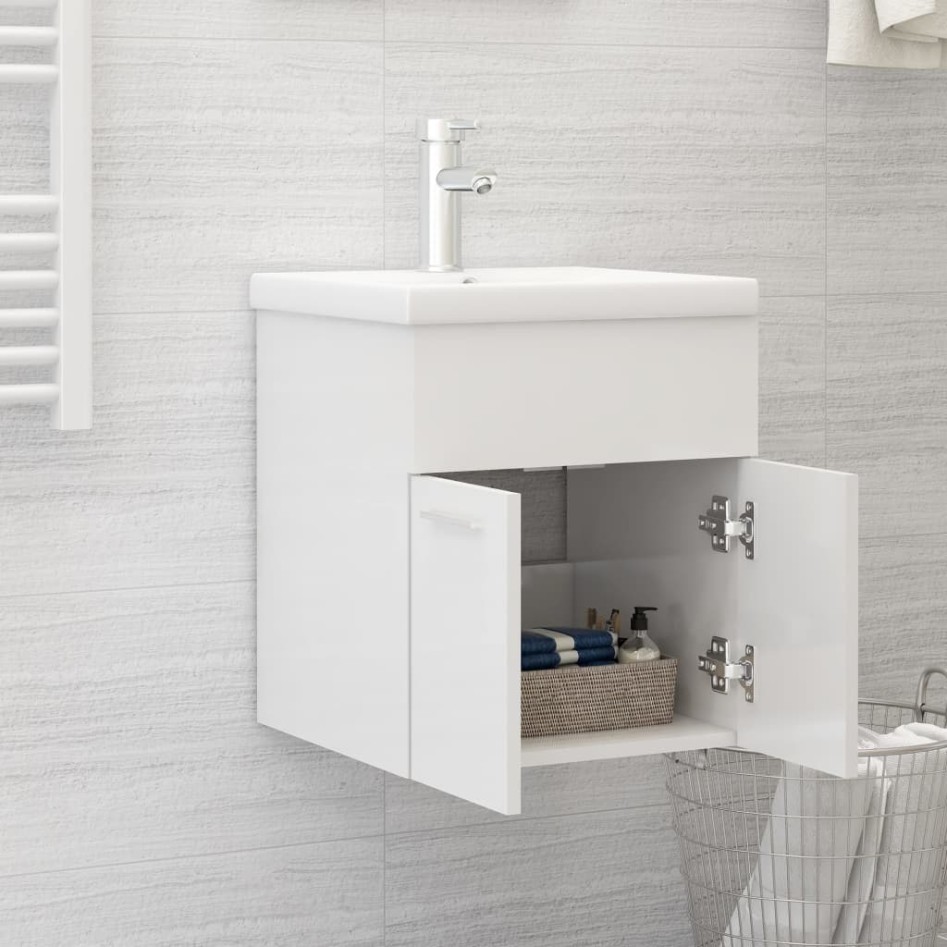 Mueble con lavabo madera de ingeniería blanco