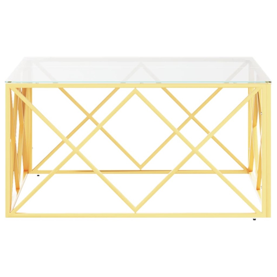 Mesa de centro acero inoxidable y vidrio 80x80x40