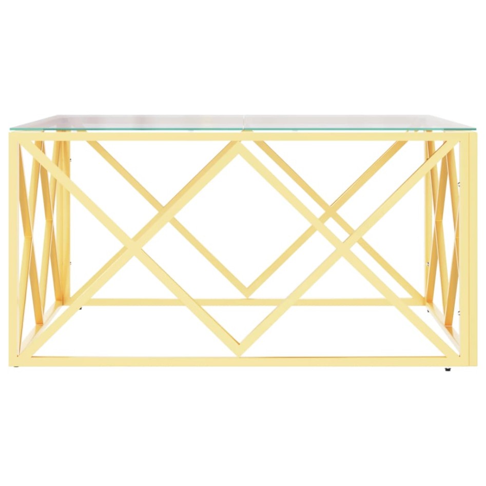 Mesa de centro acero inoxidable y vidrio 80x80x40