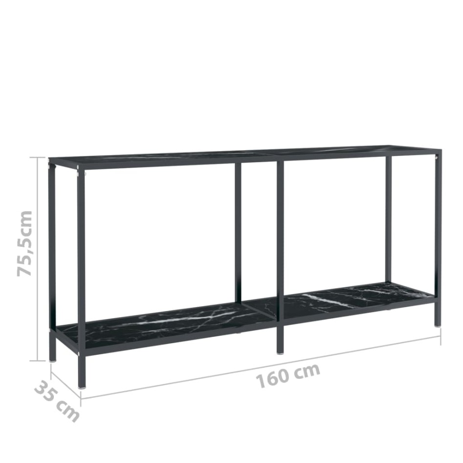 Mesa consola vidrio templado negro 160x35x75,5