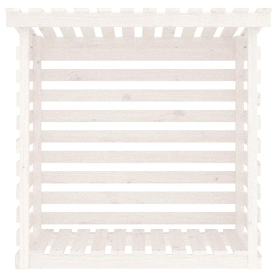 Leñero de madera maciza de pino blanco 108x73x108