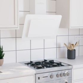 Campana extractora acero inoxidable vidrio templado blanco